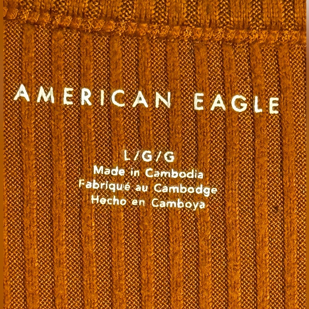 American Eagle Orange Ribbed Shirt Sz L - Picture 7 of 7